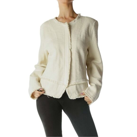 Anthropologie Ett:twa Bardot Knit Moto Jacket Cream/ Ivory - Picture 1 of 11